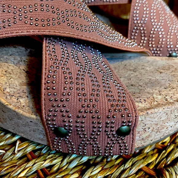 Lucky Brand Miller Wedge Studded Sandal-Brown-Women’s Size 9.5 - Picture 4 of 13